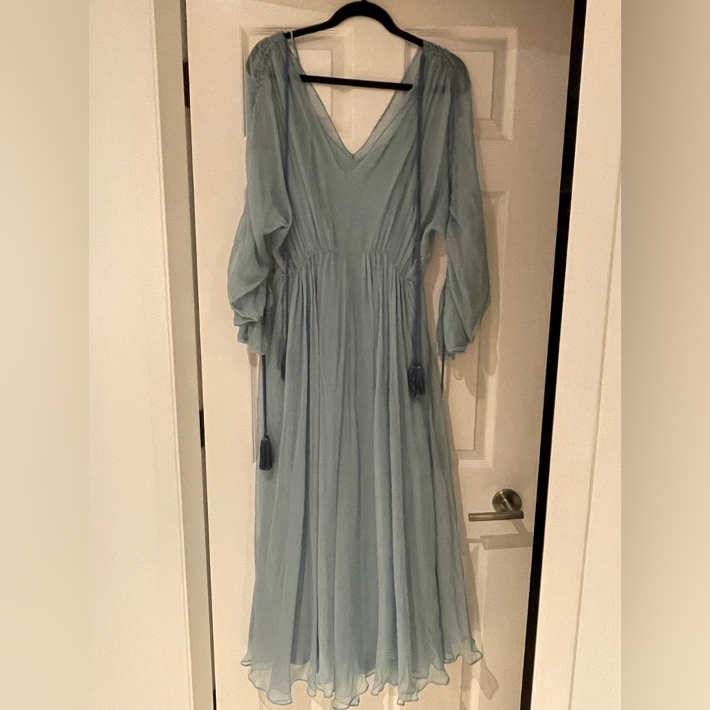 Long Baby Blue Dress with long sleeves  by Alberta Ferretti Size 4
